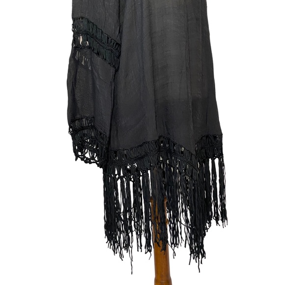 Bohemian Black Beach Bikini Coverup with Fringe - Picture 7 of 13